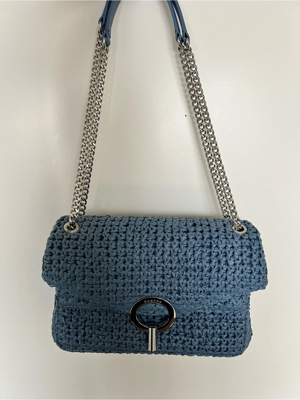 NWOT Sandro YZA Blue Raffia Bag - Excellent/Like New Condition - Picture 2 of 7